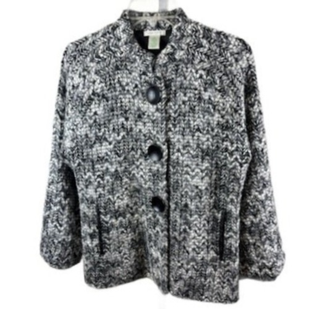 Vintage Laura Ashley Tweed Knit Button Front Jacket Women's Size Medium Flaw